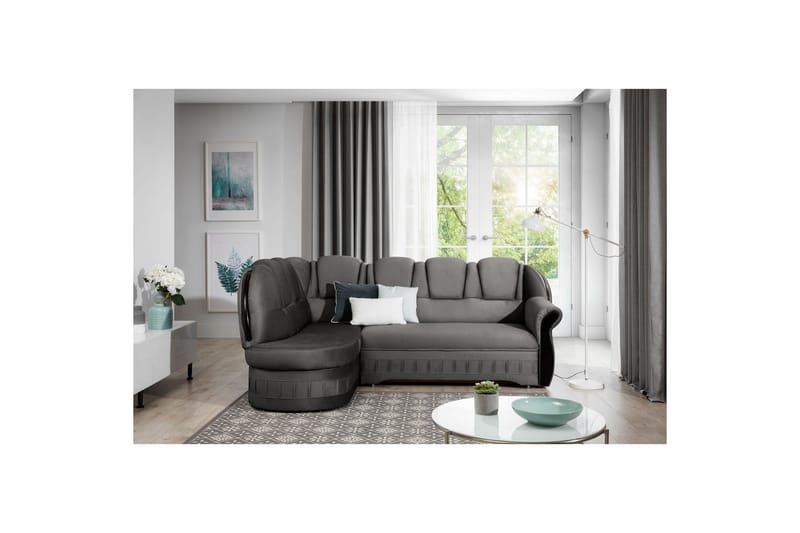 Hörnsoffa Eltap Lord 243x180x112 cm - Nube 5, Grå, Vänster - Möbler - Soffa - Sammetssoffa