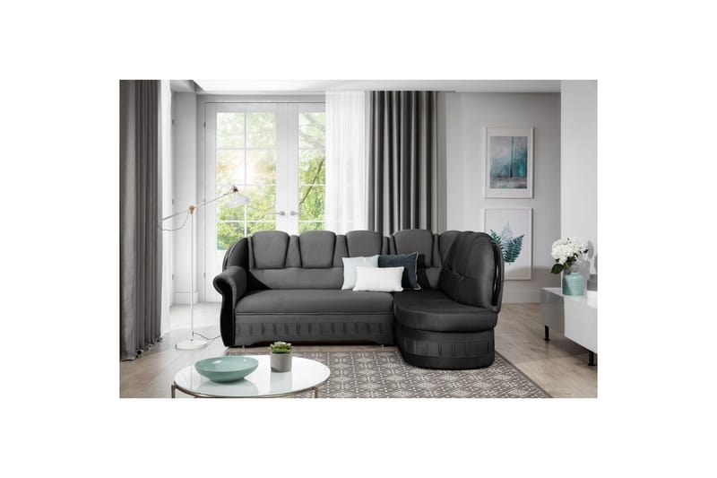 Hörnsoffa Eltap Lord 243x180x112 cm - Nube 6, Mörkgrå, Höger - Möbler - Soffa - Sammetssoffa