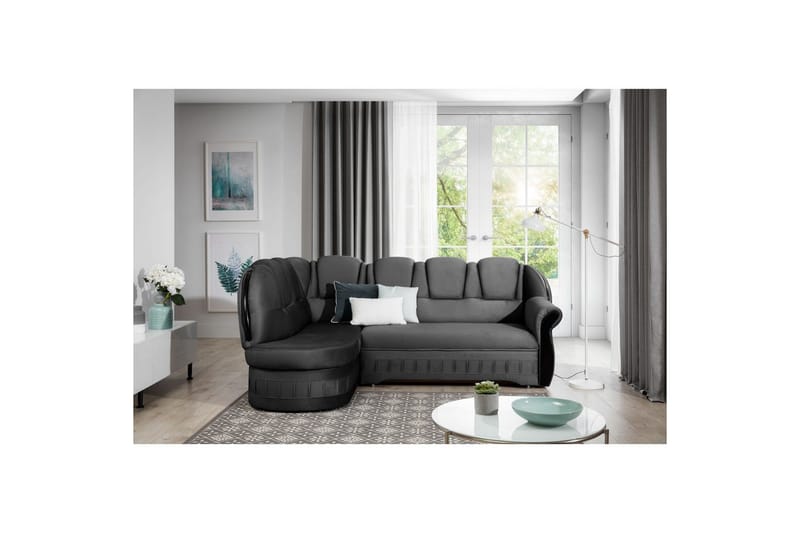 Hörnsoffa Eltap Lord 243x180x112 cm - Nube 6, Mörkgrå, Vänster - Möbler - Soffa - Sammetssoffa