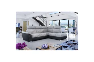 Hörnsoffa Eltap Loreto 260x210x102 cm - Berlin 01, Soft 11, Grå, Svart, Höger - Möbler - Soffa - Skinnsoffa