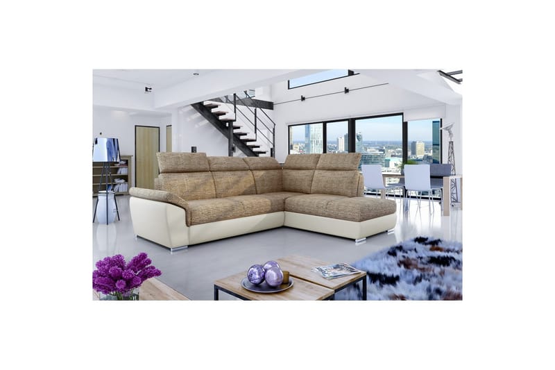 Hörnsoffa Eltap Loreto 260x210x102 cm - Berlin 03, Soft 33, Beige, Höger - Möbler - Soffa - Skinnsoffa