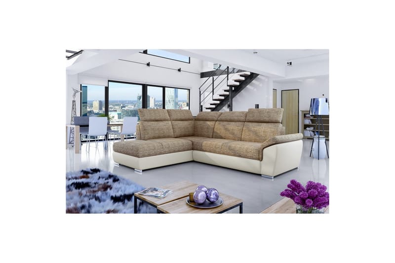 Hörnsoffa Eltap Loreto 260x210x102 cm - Berlin 03, Soft 33, Beige, Vänster - Möbler - Soffa - Skinnsoffa