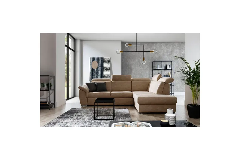 Hörnsoffa Eltap Loreto 260x210x102 cm, Dora 21, Beige, Höger
