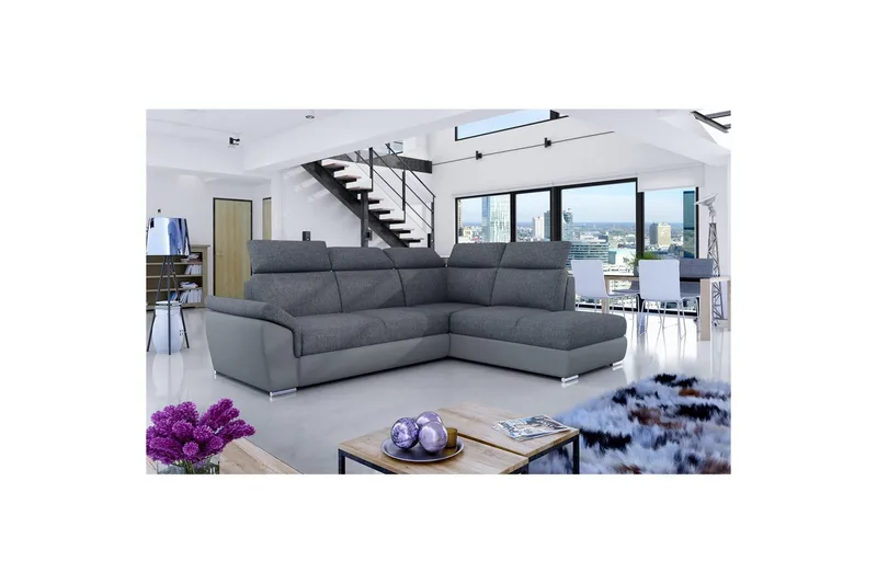 Hörnsoffa Eltap Loreto 260x210x102 cm, Inari 96, Soft 29, Mörkgrå, Grå, Höger