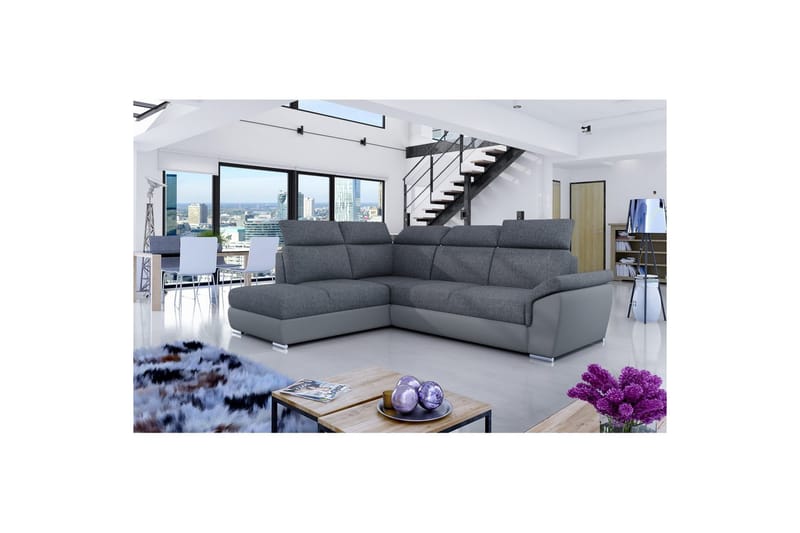 Hörnsoffa Eltap Loreto 260x210x102 cm - Inari 96, Soft 29, Mörkgrå, Grå, Vänster - Möbler - Soffa - Skinnsoffa