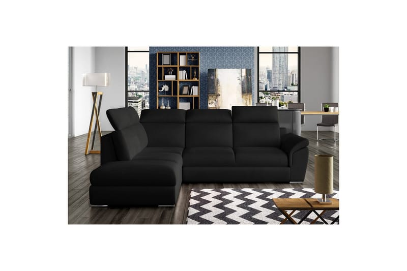 Hörnsoffa Eltap Loreto 260x210x102 cm - Mat Velvet 99, Blå, Vänster - Möbler - Soffa - Sammetssoffa