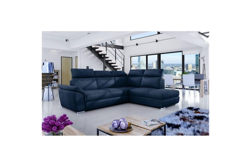 Hörnsoffa Eltap Loreto 260x210x102 cm - Monolit 77, Blå, Höger - Möbler - Soffa - Sammetssoffa