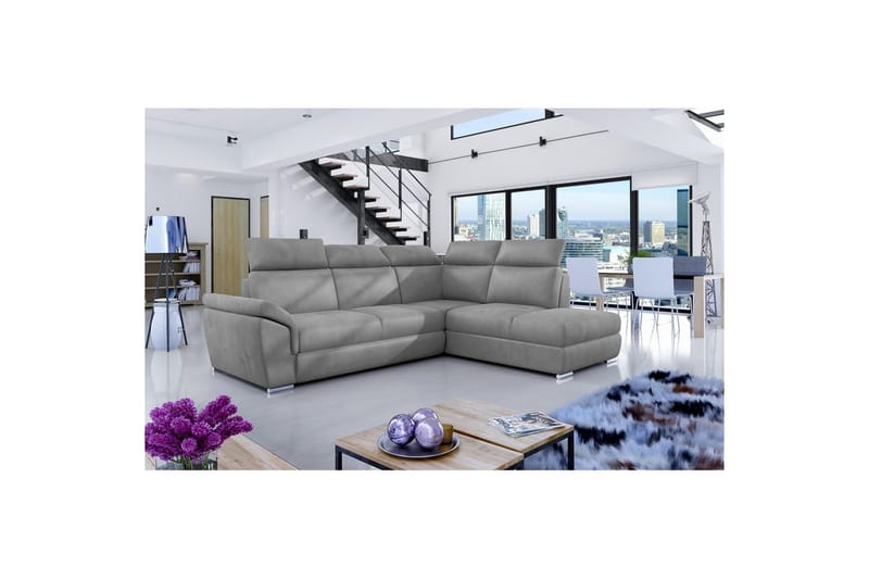 Hörnsoffa Eltap Loreto 260x210x102 cm - Monolit 84, Ljusgrå, Höger - Möbler - Soffa - Sammetssoffa