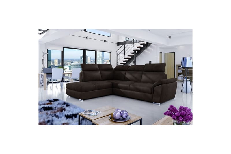 Hörnsoffa Eltap Loreto 260x210x102 cm - Monolith 29, Mörk Brun, Vänster - Möbler - Soffa - Sammetssoffa