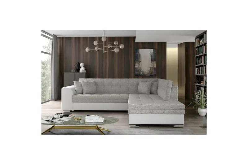 Hörnsoffa Eltap Pieretta 260x207x78 cm - Berlin 01, Soft 17, Grå, Vit, Höger - Möbler - Soffa - Skinnsoffa