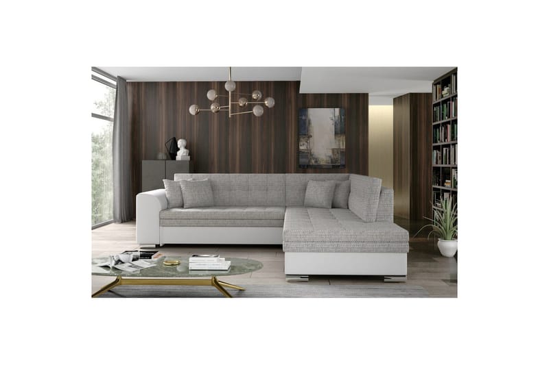 Hörnsoffa Eltap Pieretta 260x207x78 cm - Berlin 01, Soft 17, Grå, Vit, Höger - Möbler - Soffa - Skinnsoffa