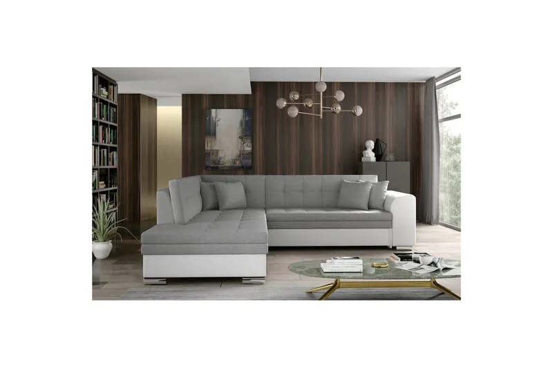 Hörnsoffa Eltap Pieretta 260x207x78 cm - Sawana 21, Soft 17, Grå, Vit, Vänster - Möbler - Soffa - Skinnsoffa