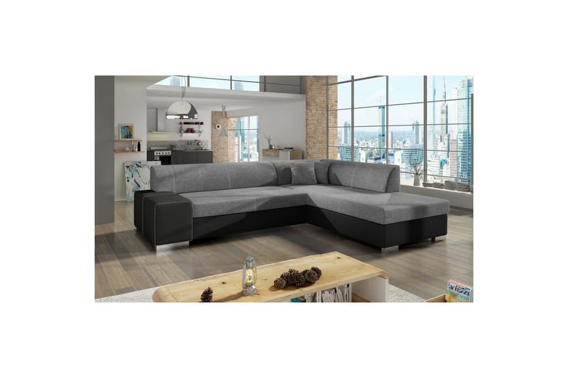 Hörnsoffa Eltap Porto 278x217x74 cm - Sawana 21, Soft 11, Grå, Svart, Höger - Möbler - Soffa - Skinnsoffa
