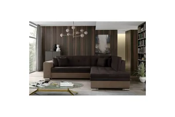 Hörnsoffa Eltap Pieretta 260x207x78 cm - Monolith 29, Monolith 09, Brun, Mörkbeige, Höger - Möbler - Soffa - Sammetssoffa