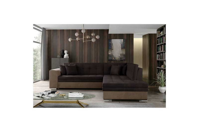 Hörnsoffa Eltap Pieretta 260x207x78 cm - Monolith 29, Monolith 09, Brun, Mörkbeige, Höger - Möbler - Soffa - Sammetssoffa