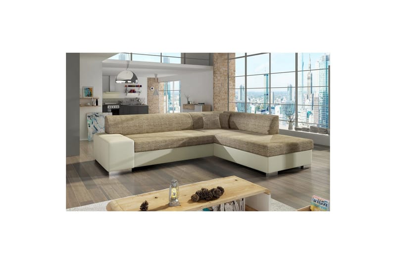Hörnsoffa Eltap Porto 278x217x74 cm, Berlin 03, Soft 33, Beige, Höger