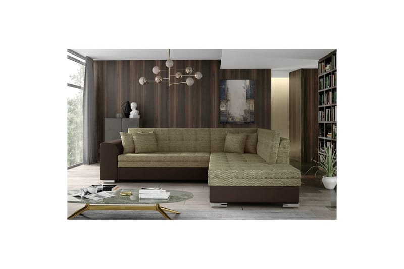 Hörnsoffa Eltap Pieretta 260x207x78 cm, Berlin 03, Soft 66, Beige, Mörkbrun, Höger
