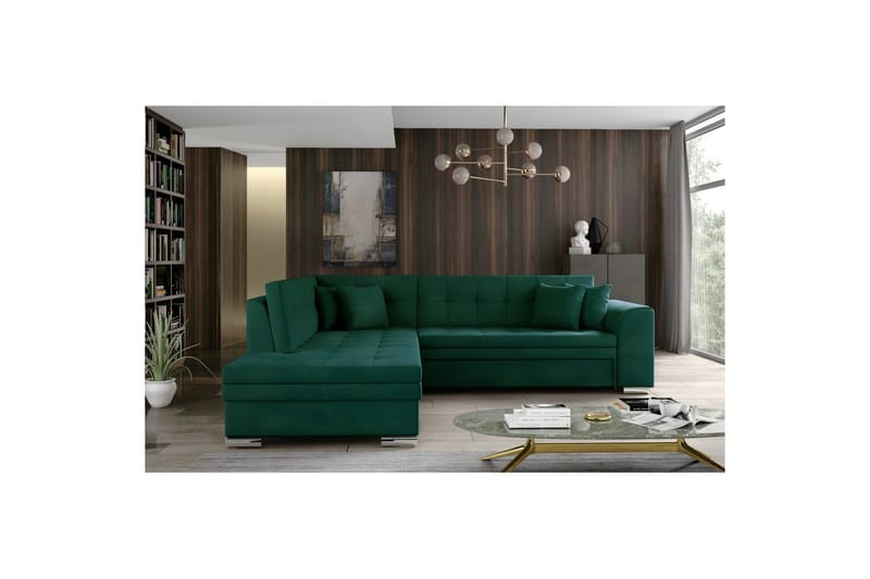 Hörnsoffa Eltap Pieretta 260x207x78 cm - Monolith 37, Grön, Vänster - Möbler - Soffa - Sammetssoffa