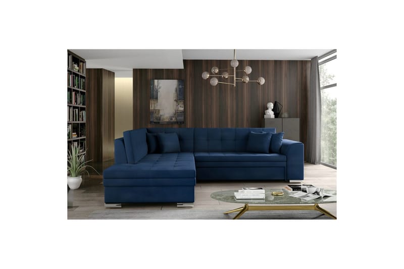 Hörnsoffa Eltap Pieretta 260x207x78 cm - Monolith 77, Blå, Vänster - Möbler - Soffa - Sammetssoffa