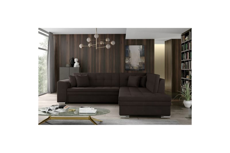 Hörnsoffa Eltap Pieretta 260x207x78 cm - Jasmine 29, Brun, Höger - Möbler - Soffa - Sammetssoffa
