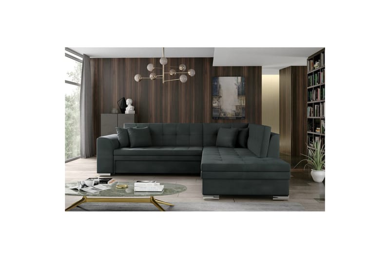 Hörnsoffa Eltap Pieretta 260x207x78 cm - Monolith 97, Mörkgrå, Höger - Möbler - Soffa - Sammetssoffa