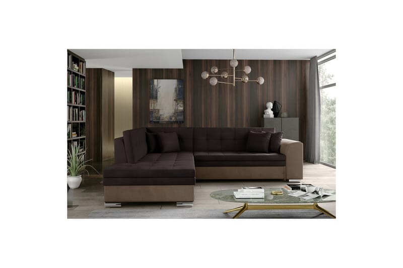 Hörnsoffa Eltap Pieretta 260x207x78 cm - Monolith 29, Monolith 09, Brun, Mörkbeige, Vänster - Möbler - Soffa - Sammetssoffa