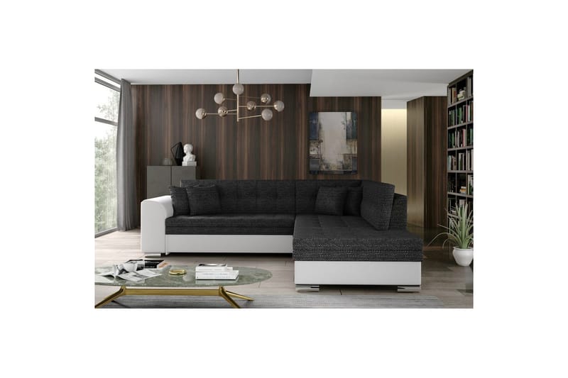 Hörnsoffa Eltap Pieretta 260x207x78 cm - Berlin 02, Soft 17, Svart, Vit, Höger - Möbler - Soffa - Skinnsoffa