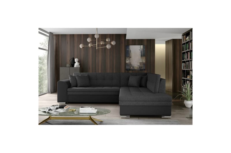 Hörnsoffa Eltap Pieretta 260x207x78 cm, Inari 96, Soft 11, Mörkgrå, Svart, Höger