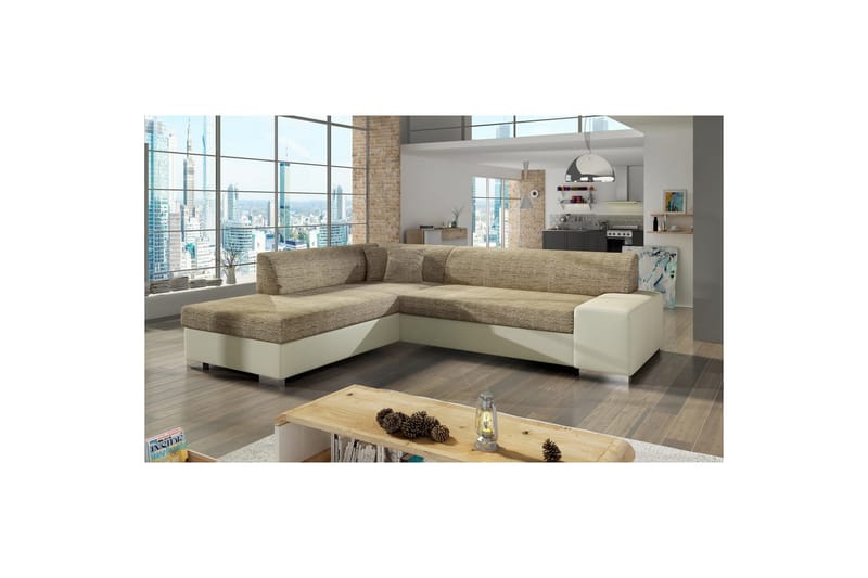 Hörnsoffa Eltap Porto 278x217x74 cm, Berlin 03, Soft 33, Beige, Vänster