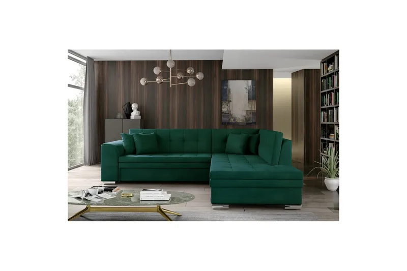 Hörnsoffa Eltap Pieretta 260x207x78 cm - Monolith 37, Grön, Höger - Möbler - Soffa - Sammetssoffa