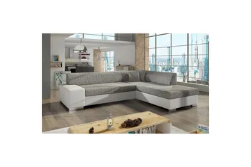 Hörnsoffa Eltap Porto 278x217x74 cm - Berlin 01, Soft 17, Grå, Vit, Höger - Möbler - Soffa - Skinnsoffa