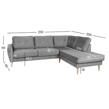 Hörnsoffa Ivarby Höger - grå - Möbler - Soffa - Sammetssoffa