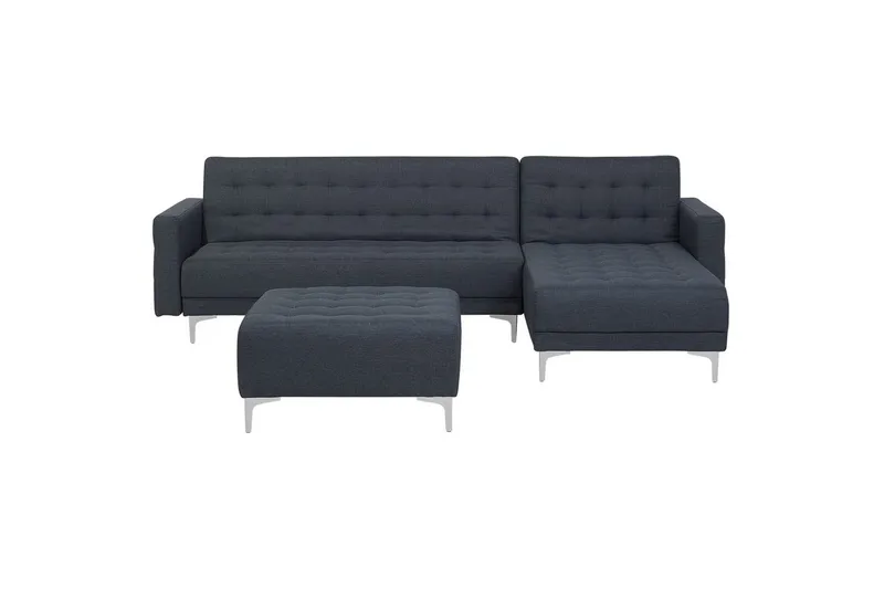 Hörnsoffa med fotpall Aberdeen Grå/Silver, Vänstervänd, Grå/Silver, Vänstervänd