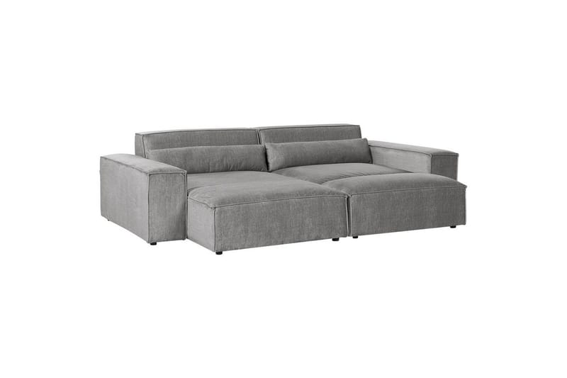 Hörnsoffa med fotpall Hellnar Grå, Högervänd - Grå, Högervänd - Möbler - Soffa - Divansoffa & schäslongsoffa - 2 sits soffa med divan
