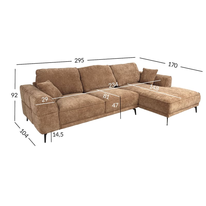Hörnsoffa Monar Höger - beige - Möbler - Soffa - Sammetssoffa