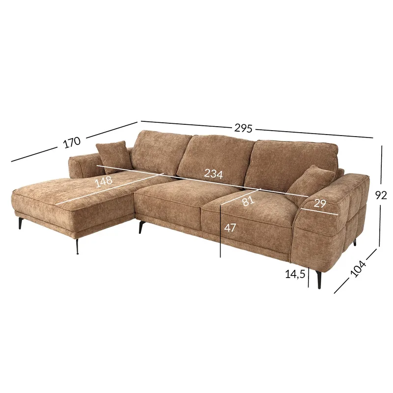 Hörnsoffa Monar Vänster - beige - Möbler - Soffa - Sammetssoffa