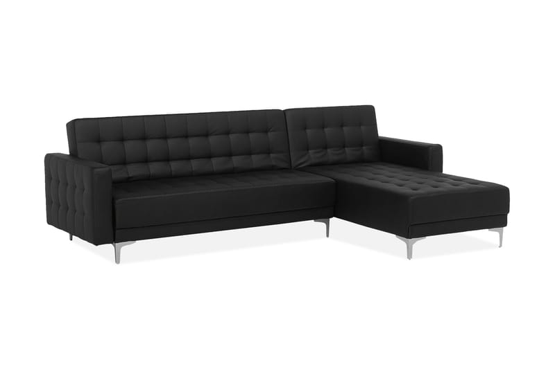 Hörnsoffa Najera - Svart - 4 sits soffa med divan - Divansoffa & schäslongsoffa