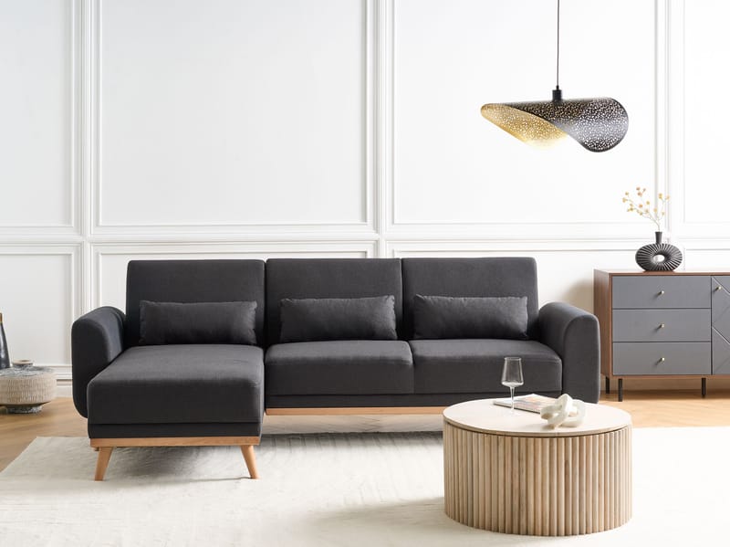 Hörnsoffa Ollsta Högervänd - Svart - Möbler - Soffa - Bäddsoffa - Bäddsoffa längsbäddad