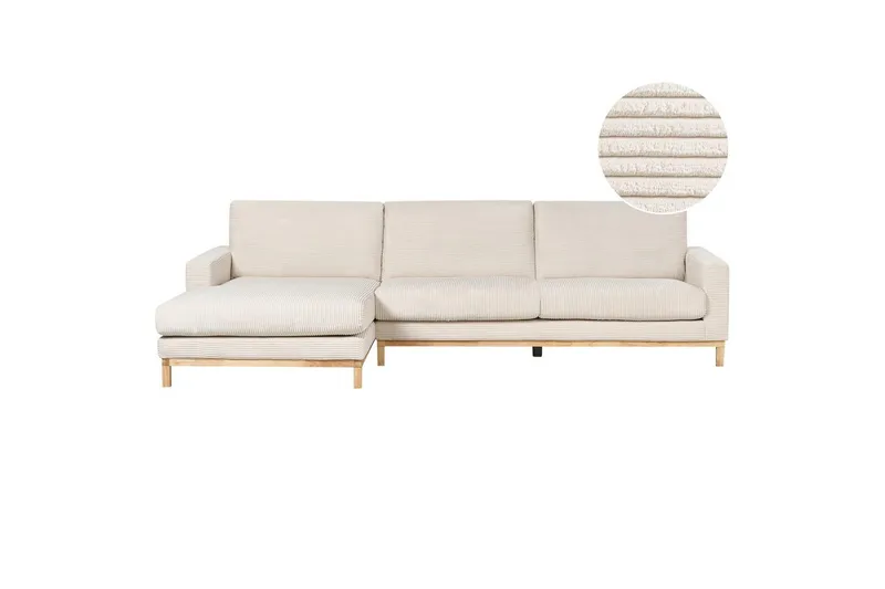 Hörnsoffa Siggard Ljusbeige, ljust trä, Ljusbeige, ljust trä