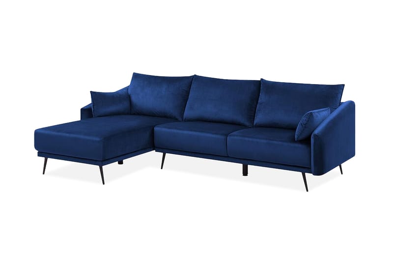 Hörnsoffa Zaney Höger med LED-Belysning Sammet - Sammetssoffa - 3 sits soffa med divan - Divansoffa & schäslongsoffa