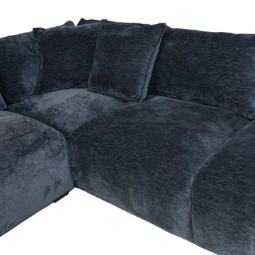 Hörnsoffa/ottoman Denvi - mörkblå - Möbler - Soffa - Sammetssoffa