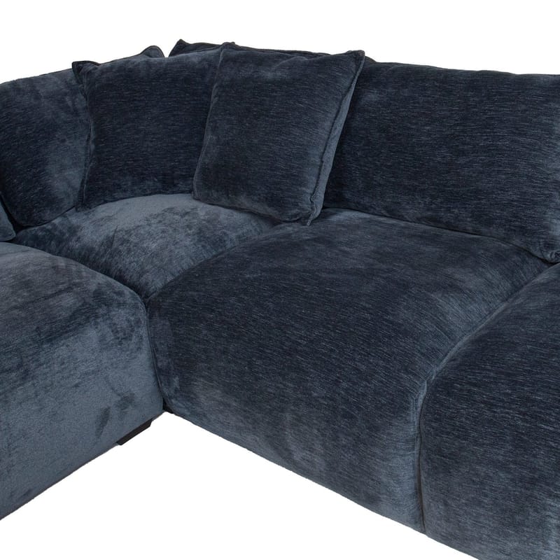 Hörnsoffa/ottoman Denvi - mörkblå - Möbler - Soffa - Sammetssoffa