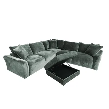 Hörnsoffa/ottoman Denvi - mintgrön - Möbler - Soffa - Sammetssoffa