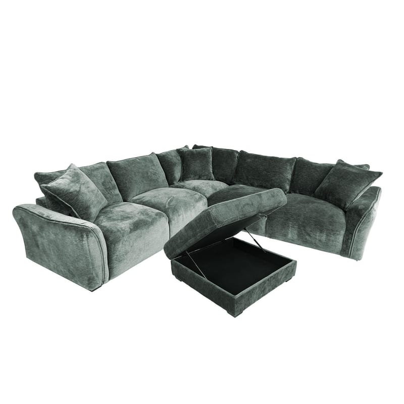 Hörnsoffa/ottoman Denvi - mintgrön - Möbler - Soffa - Sammetssoffa