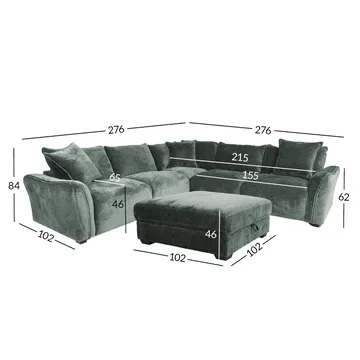 Hörnsoffa/ottoman Denvi - mintgrön - Möbler - Soffa - Sammetssoffa