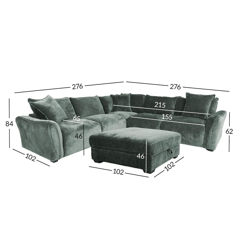 Hörnsoffa/ottoman Denvi - mintgrön - Möbler - Soffa - Sammetssoffa