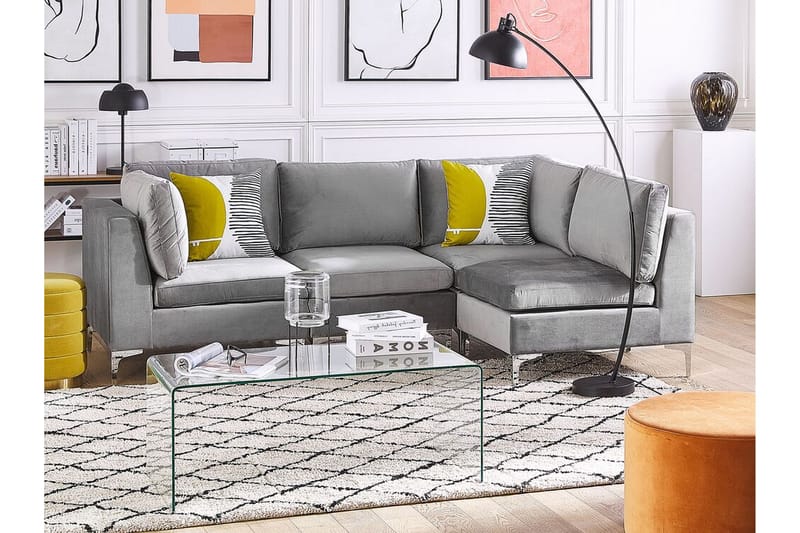 4-sits Hörnsoffa Samkom Vänster - Sammet/Grå - Möbler - Soffa - Hörnsoffa