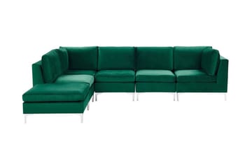 5-sits Hörnsoffa Samkom Höger med Fotpall - Sammet/Grön - Möbler - Soffa - Hörnsoffa
