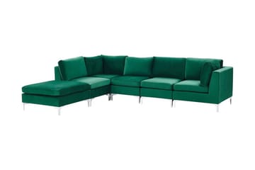 5-sits Hörnsoffa Samkom Höger med Fotpall - Sammet/Grön - Möbler - Soffa - Hörnsoffa