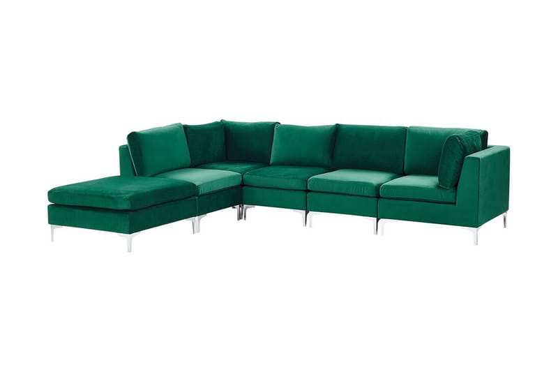 5-sits Hörnsoffa Samkom Höger med Fotpall - Sammet/Grön - Möbler - Soffa - Hörnsoffa